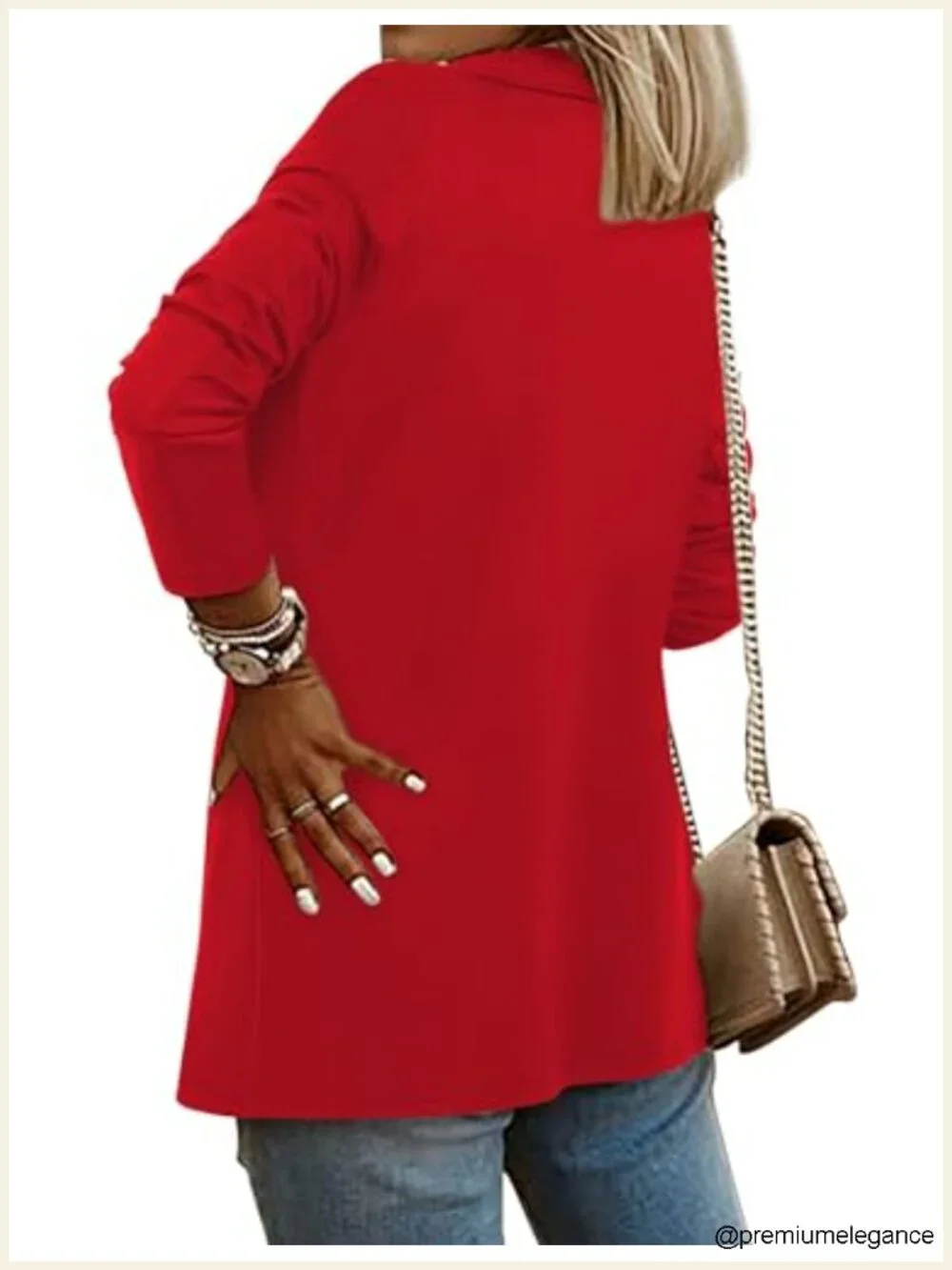 Women's Open Front Blazer with Hidden Hook, Cotton Blend, Long Sleeve, Office